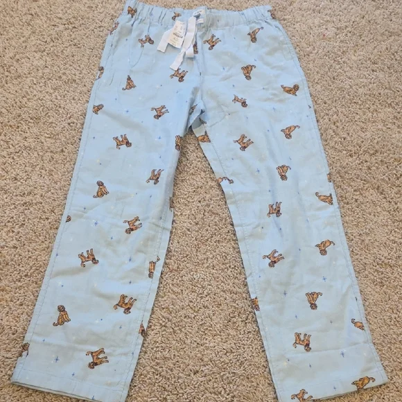 J.Crew Golden Doodle Light Blue Flannel Pajama Pants SZ Small NWT - Picture 2 of 8